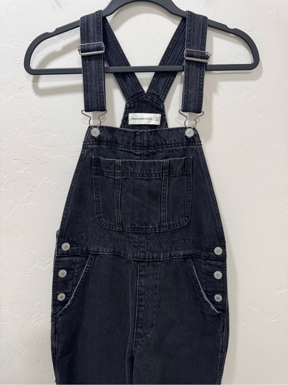 Abercrombie & Fitch Washed Black Women's Small Denim Overalls Classic Fit - Picture 5 of 15